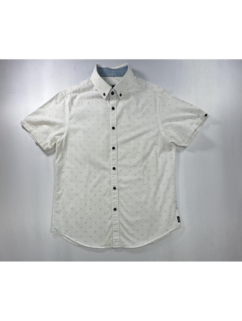 Howe 100% Cotton Floral Pattern Oxford Button Up White Men S
